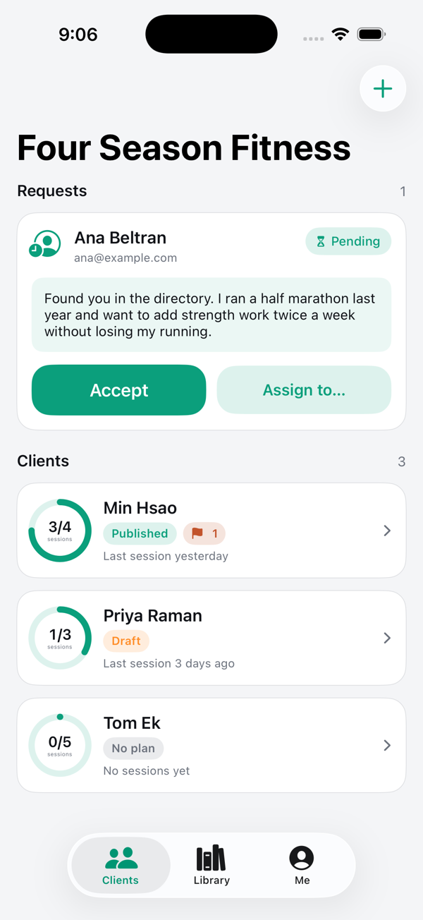 Trainer reviewing an AI-drafted week
